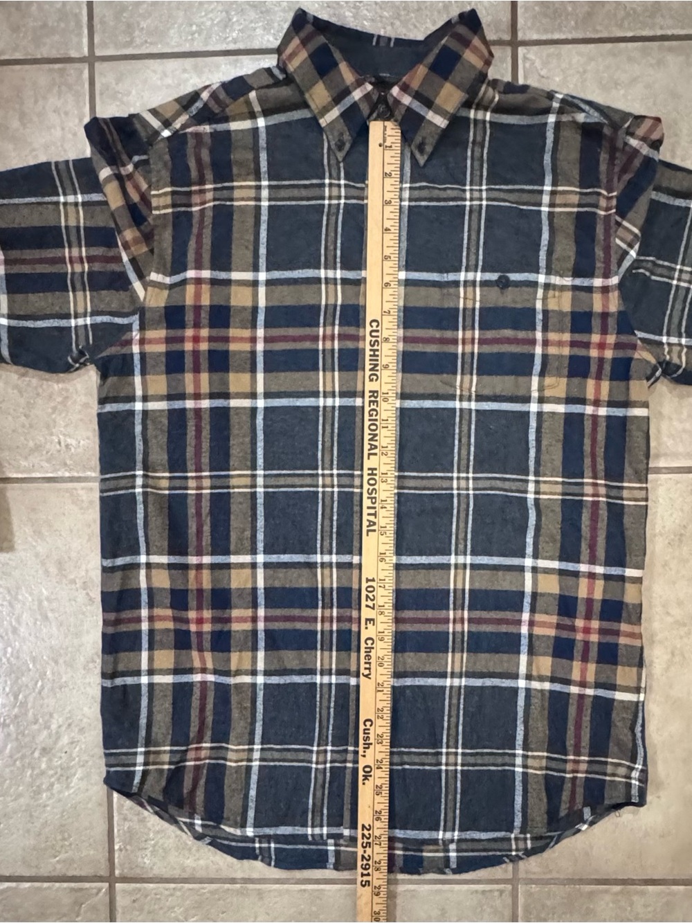Weatherproof Men's Plaid Button-Down Shirt - Navy, Brown, Cream - Picture 11 of 15